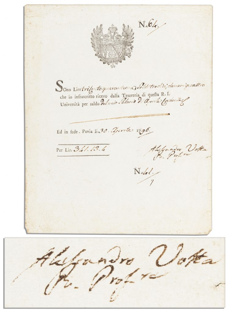 Alessandro Volta autograph