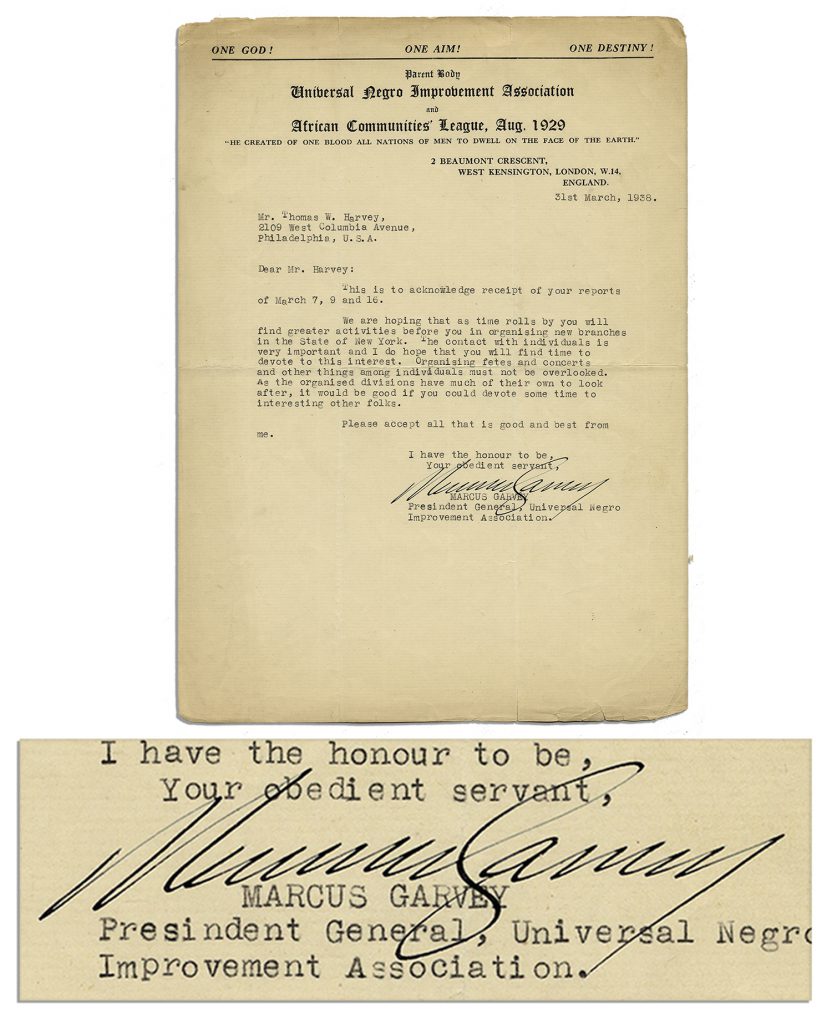 Marcus Garvey autograph