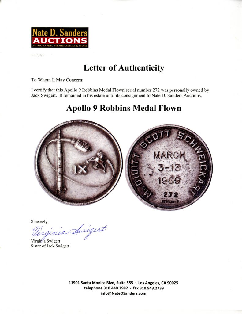  Apollo 9 Robbins medal 