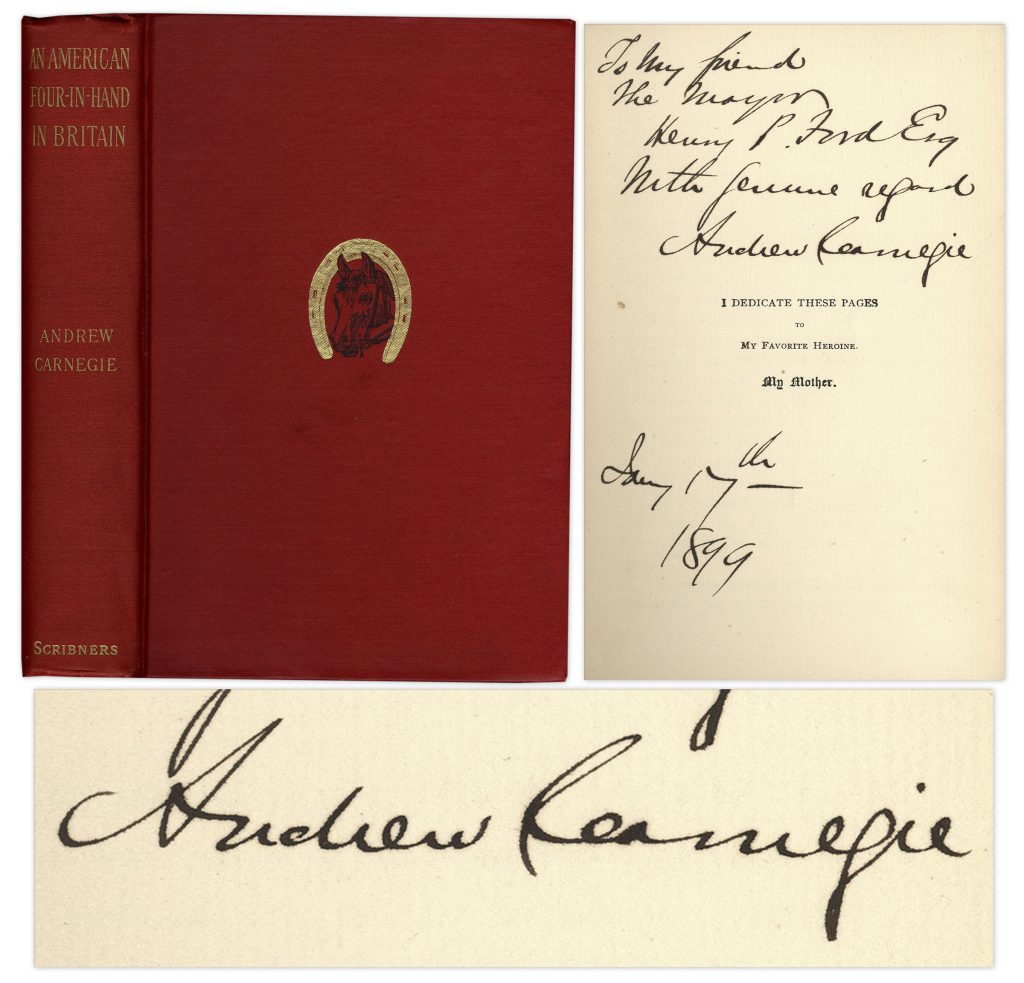 Andrew Carnegie signed American Four-in-Hand in Britain 