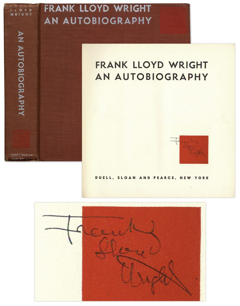 Frank Lloyd Wright signed Autobiography