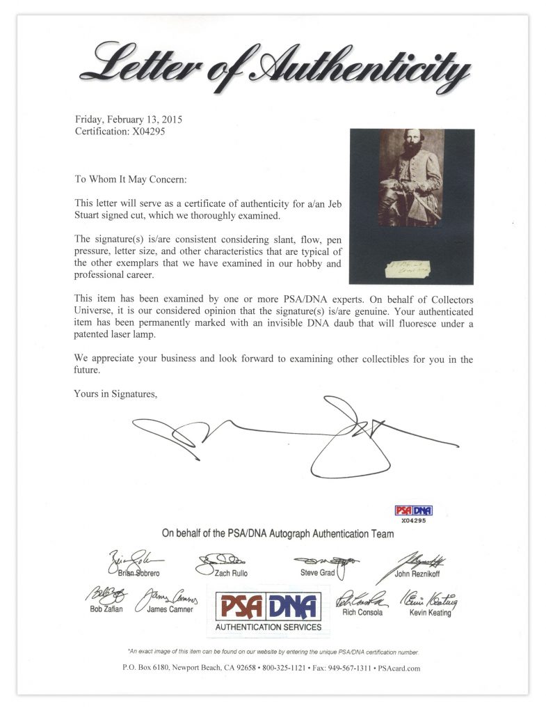  JEB Stuart signature