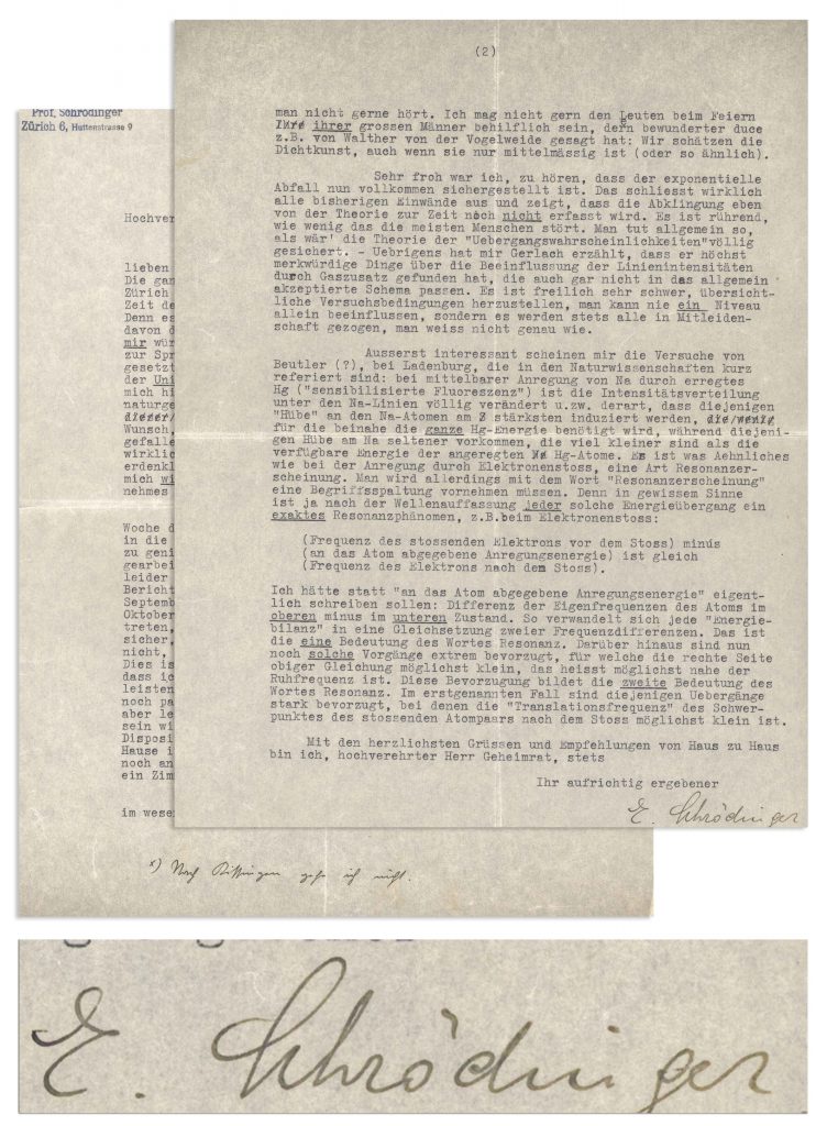 Erwin Schrodinger autograph
