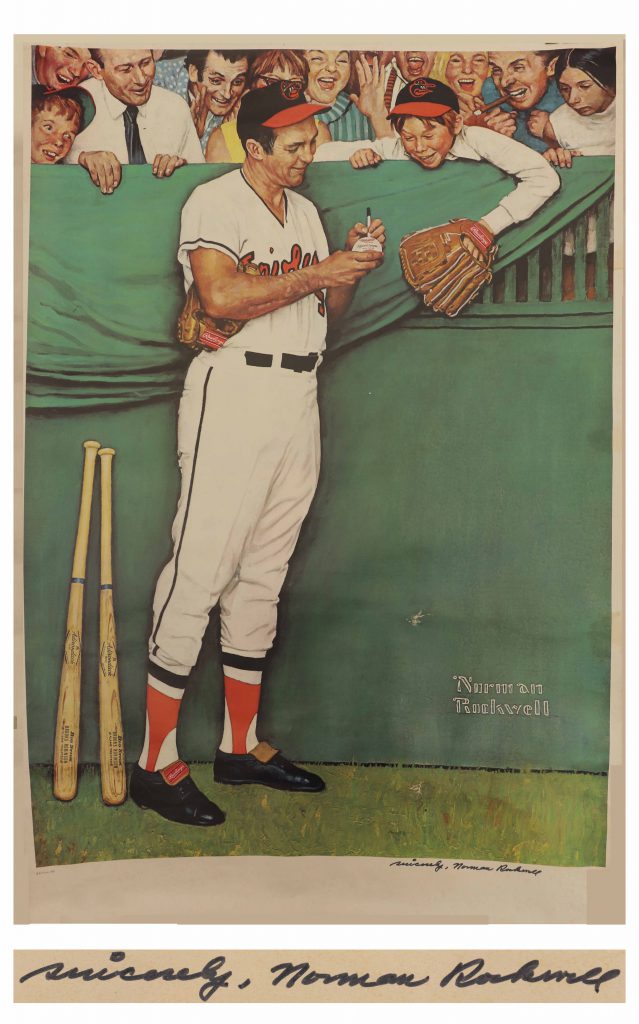 Norman Rockwell signed Brooks Robinson Poster