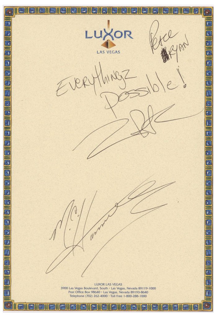  Tupac Shakur signed page