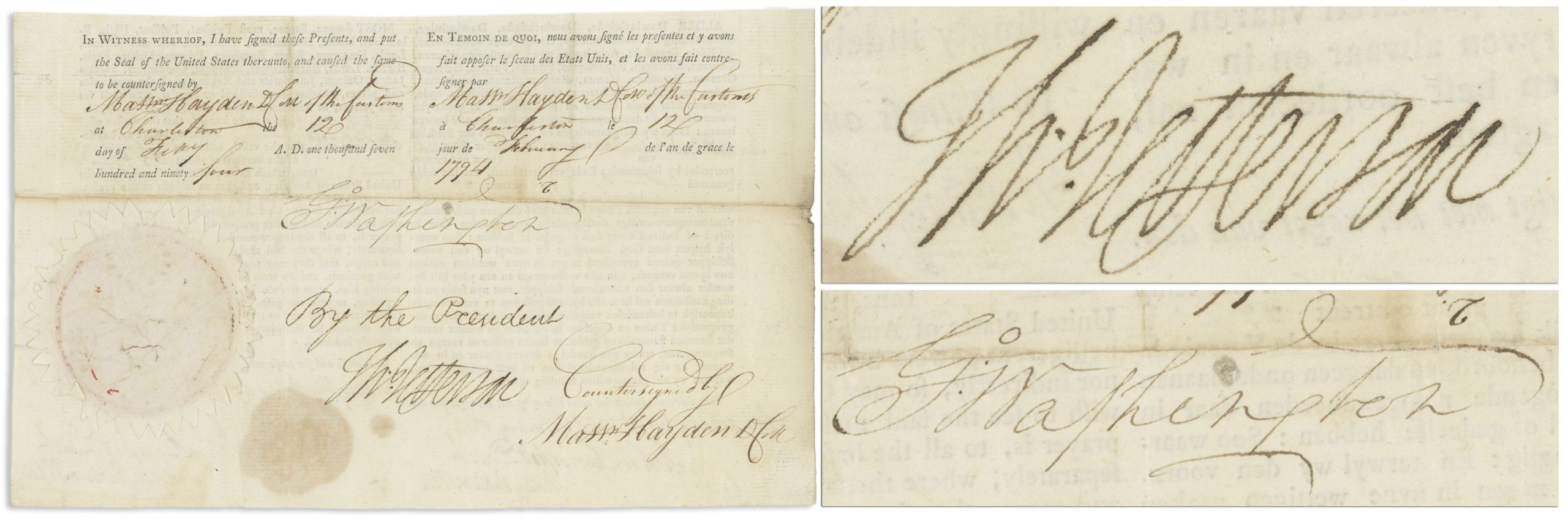 Thomas Jefferson George Washington signatures