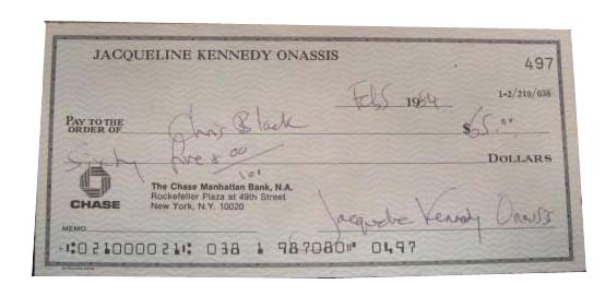 Jacqueline Kennedy signed check