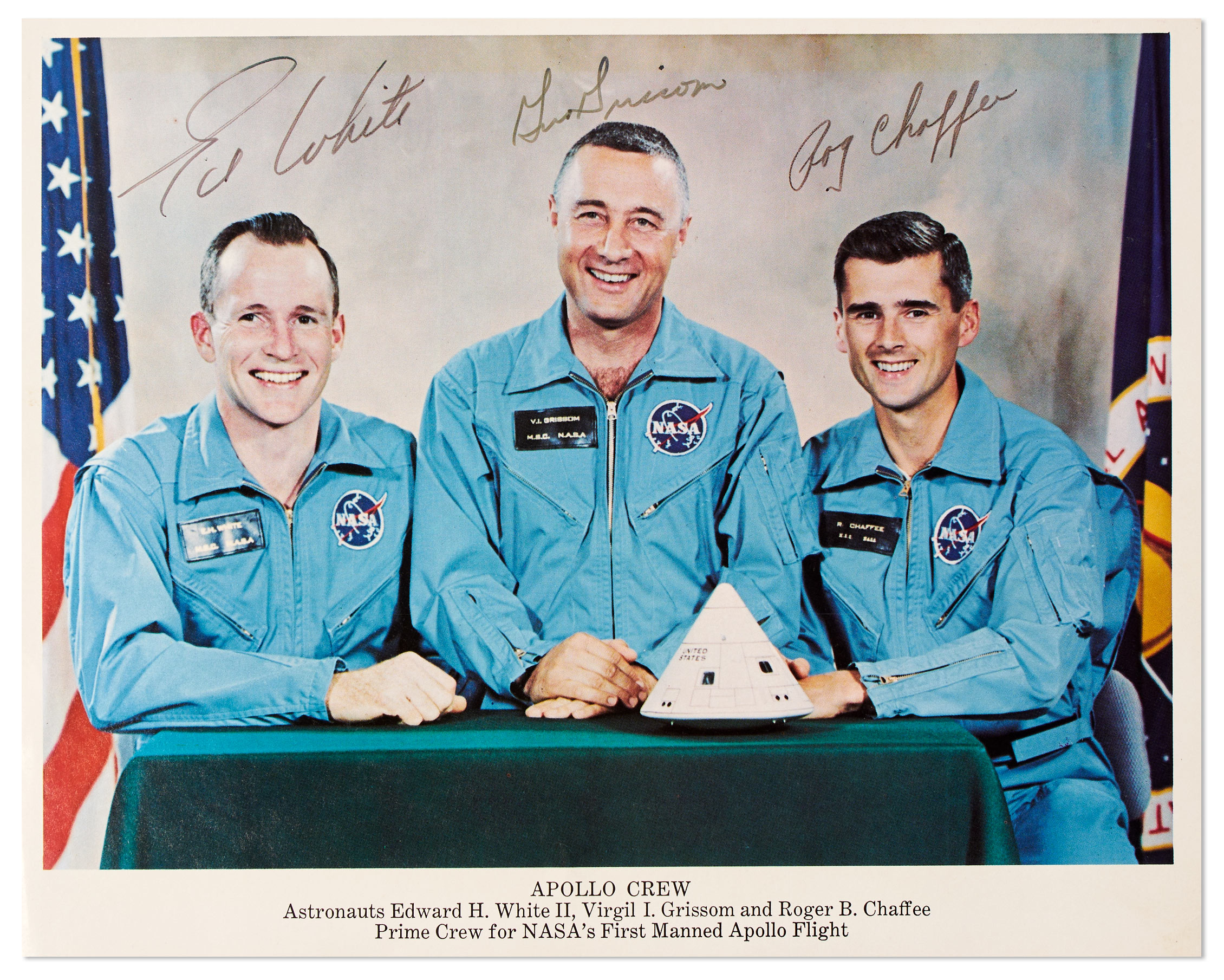 thumbnail image 2 of Apollo 1 Crew Photo – Gus Grissom, Ed White, Roger Chaffee – January 27, 1967 Space Memorabilia 2 of 3