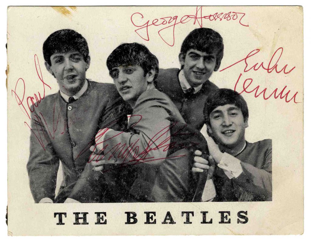 Beatles Parlophone Records postcard signed