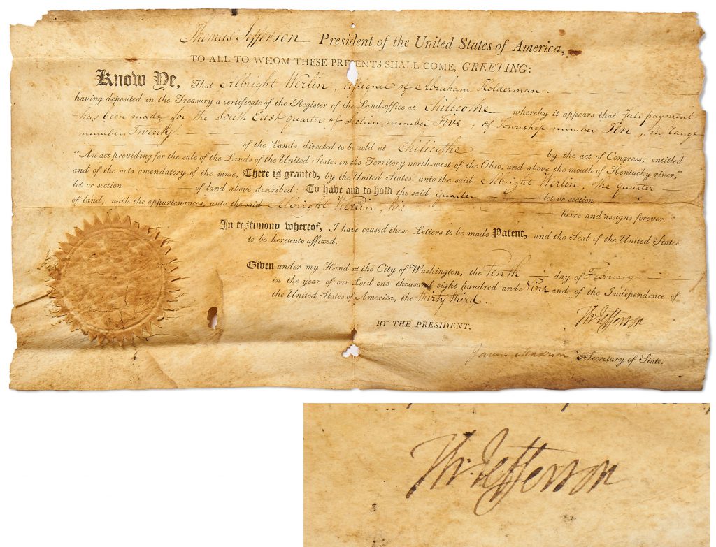 Thomas Jefferson signed document