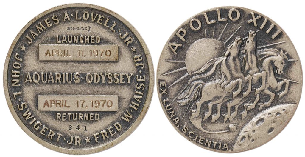 flown Apollo 13 Robbins medal