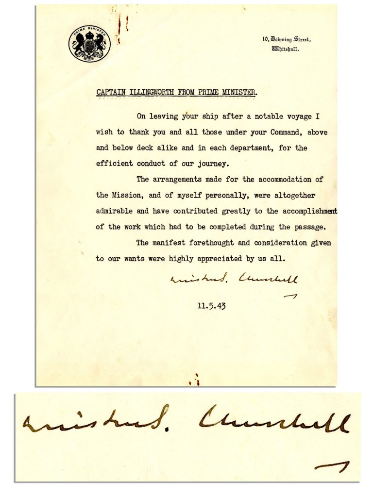Churchill Roosevelt Stalin signed card
