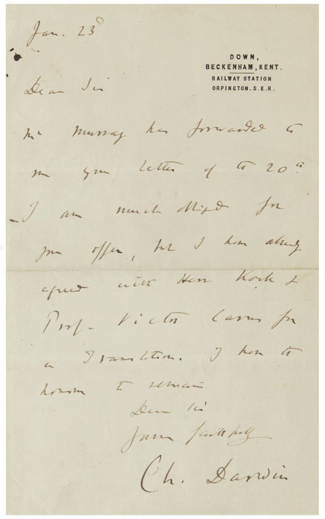 Alfred Wallace evolution autograph letter signed