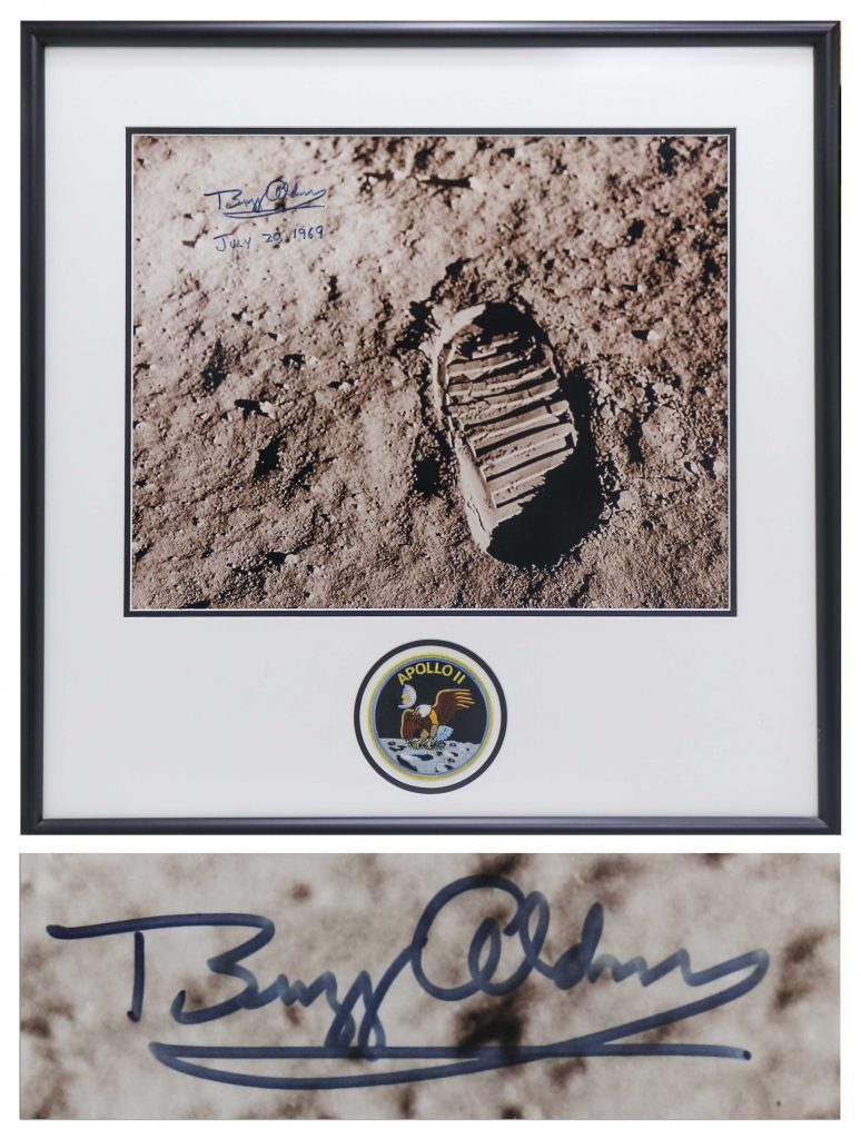 Buzz Aldrin moon footprint 16 x 20 signed photo 