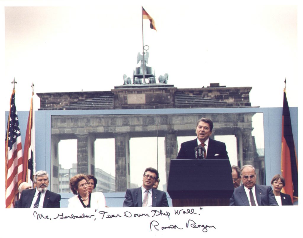 Ronald Reagan Tear Wall Gorbachev signed photo