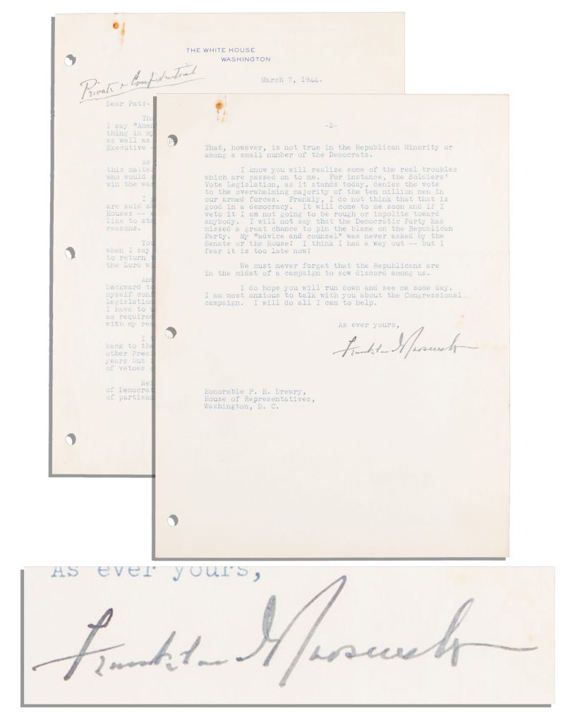 Eleanor and Franklin D Roosevelt signed photo