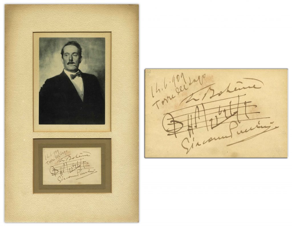 Giacomo Puccini autograph musical quotation signed