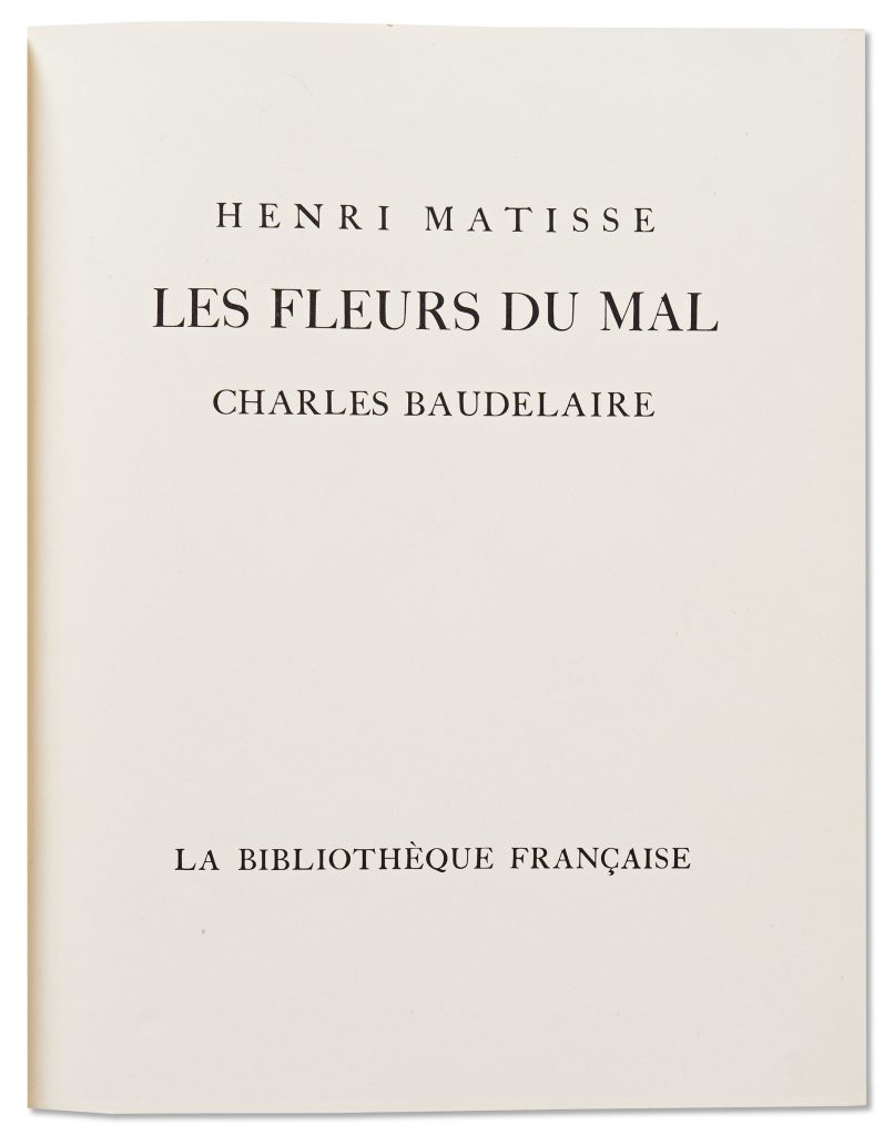 Henri Matisse signed Les Fleurs du Mal book