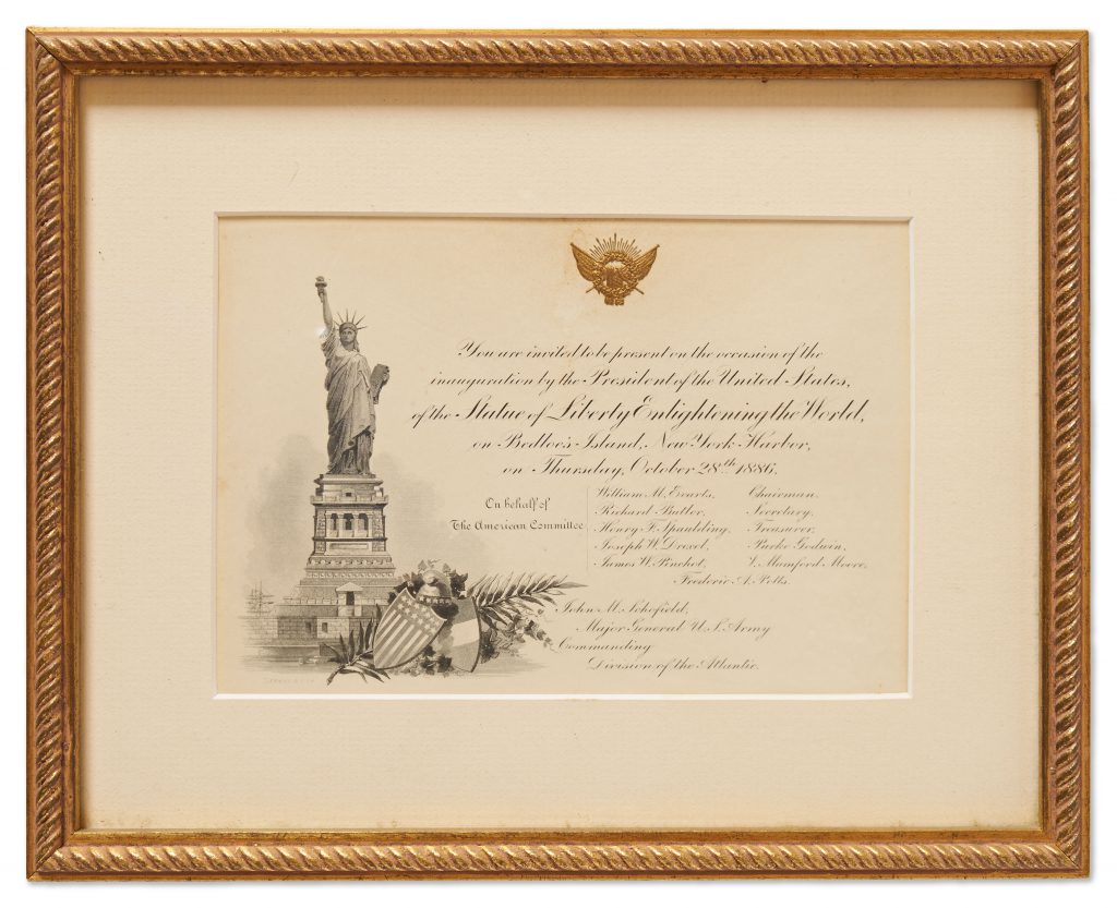 Statue of Liberty opening 1886 invitation
