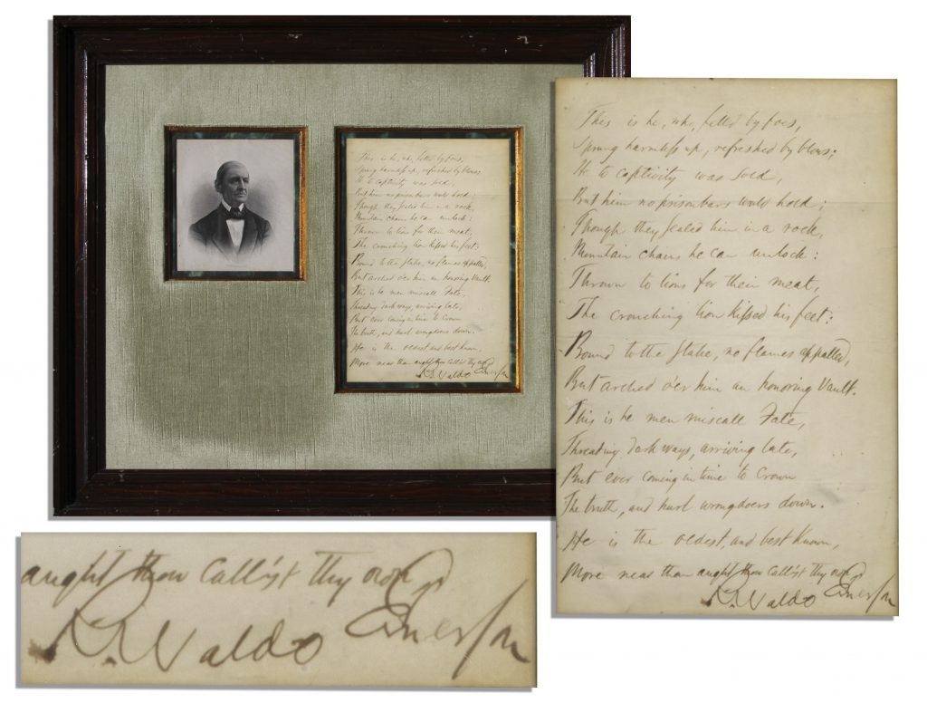 Ralph Waldo Emerson signed CDV