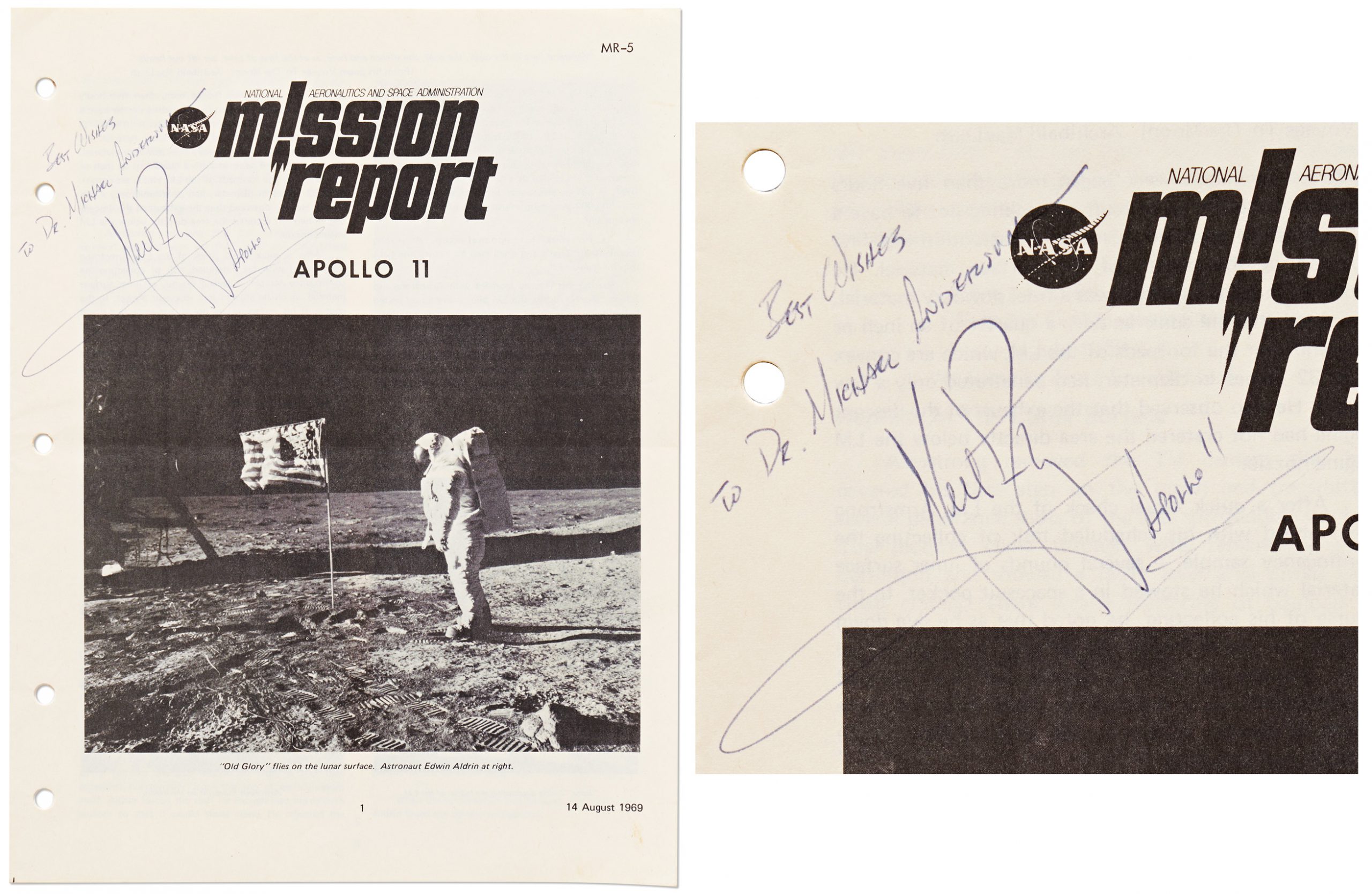 Neil Armstrong signed Apollo 11 mission report 