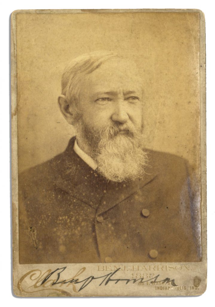 Benjamin Harrison Civil War signed cabinet photo