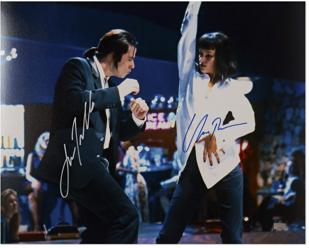 John Travolta Olivia Newton-John signed poster