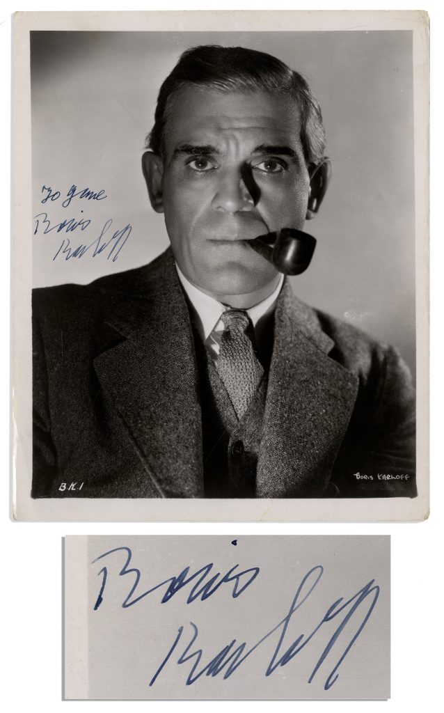 Boris Karloff signed photo as Frankenstein