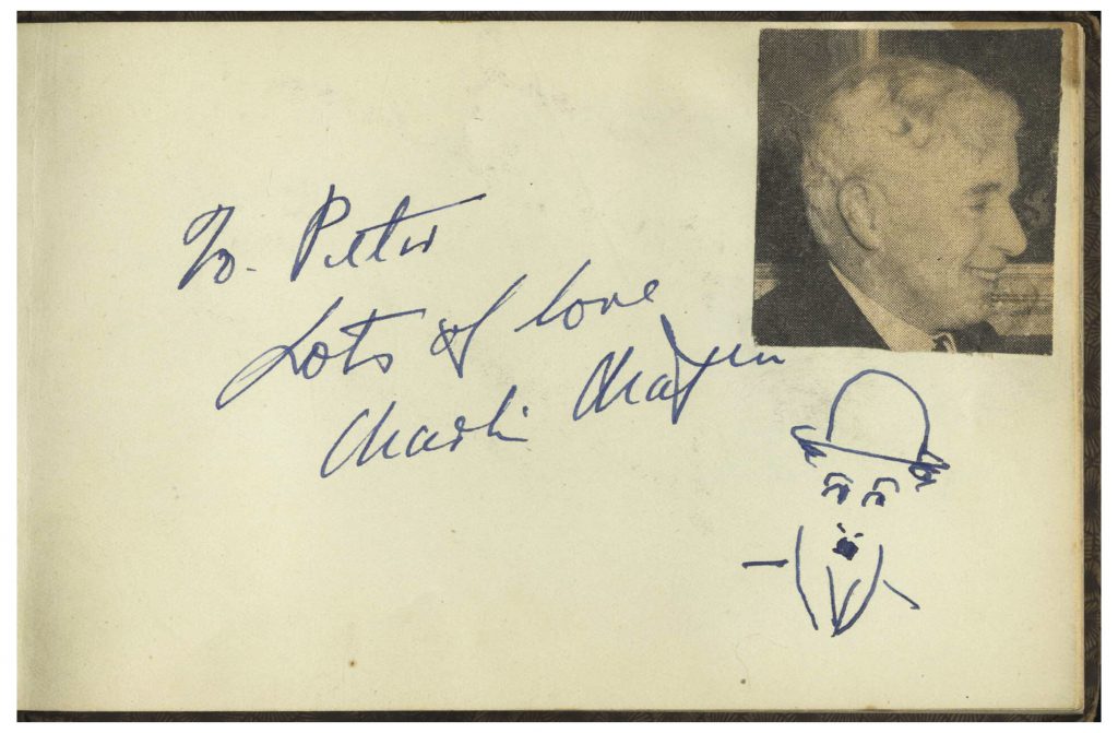 Charlie Chaplin signed self caricature