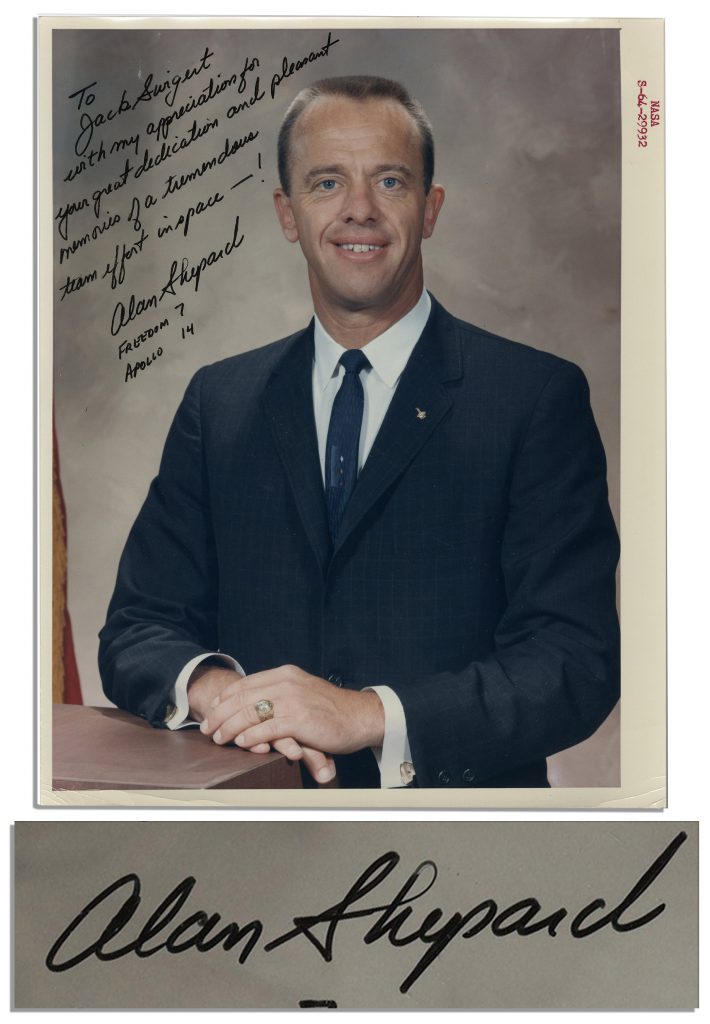 Alan Shepard photo on the moon signed