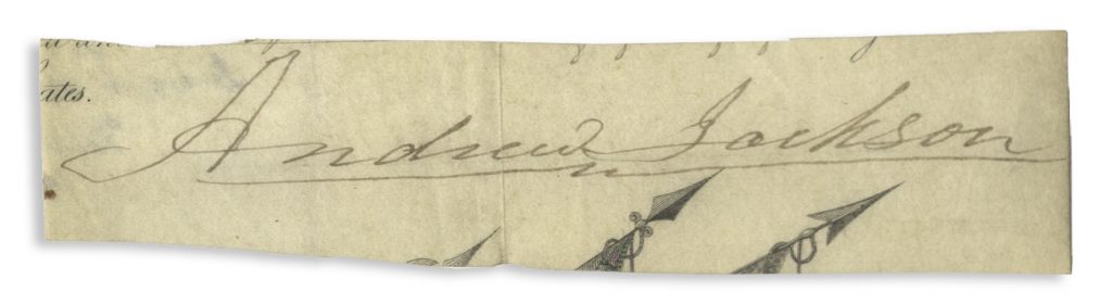 Andrew Jackson Four Language Document Signed