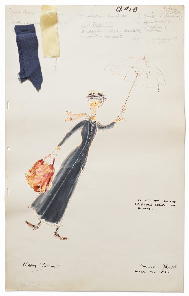 Mary Poppins flying umbrella costume sketch