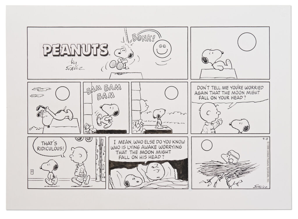 Nine panel Sunday Peanuts strip from 1996 sold for $31,250 at auction