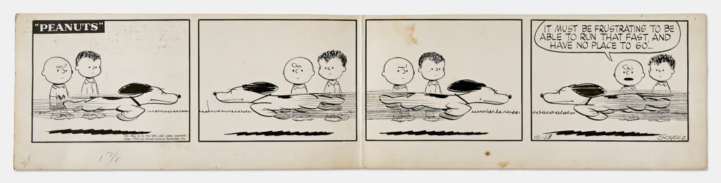 Four panel Peanuts daily strip from 1954 sold at auction for $31,250